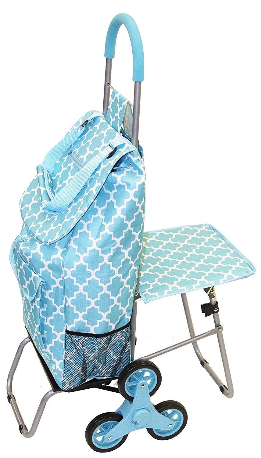Stair Climber Trolley Dolly with Seat Moroccan Tile dbest products
