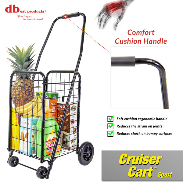 Dbest Products Cruiser Cart Sport Shopping Grocery Rolling Folding Laundry Basket On Wheels Foldable Utility Trolley Compact Lightweight Collapsible