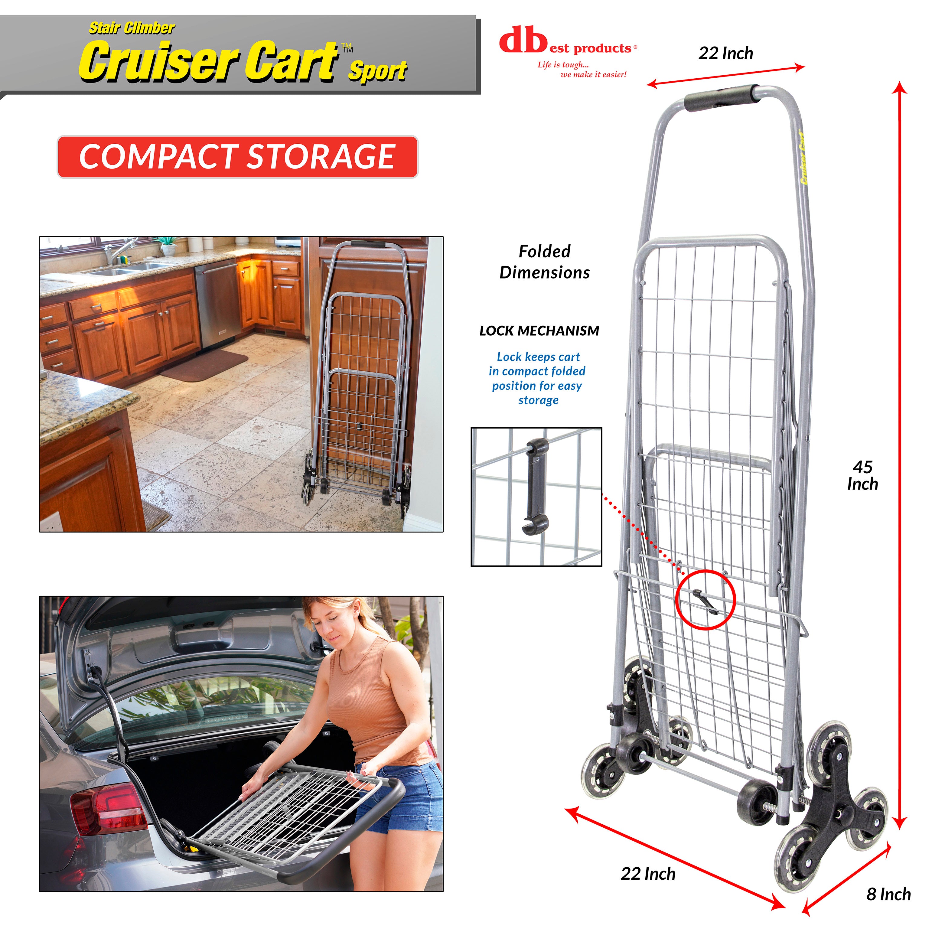 dbest products Stair Climber Cruiser Cart Sport Shopping Grocery Rolli ...