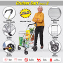 dbest products Cruiser Cart Deluxe 2 Germ Guard Bundle Shopping Handle Grocery Rolling Folding Laundry Basket on Wheels Foldable Utility Trolley Compact Lightweight Collapsible