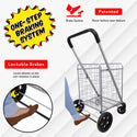 dbest products Cruiser Cart Deluxe 2 Germ Guard Bundle Shopping Handle Grocery Rolling Folding Laundry Basket on Wheels Foldable Utility Trolley Compact Lightweight Collapsible