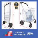 dbest products Cruiser Cart Deluxe 2 Germ Guard Bundle Shopping Handle Grocery Rolling Folding Laundry Basket on Wheels Foldable Utility Trolley Compact Lightweight Collapsible