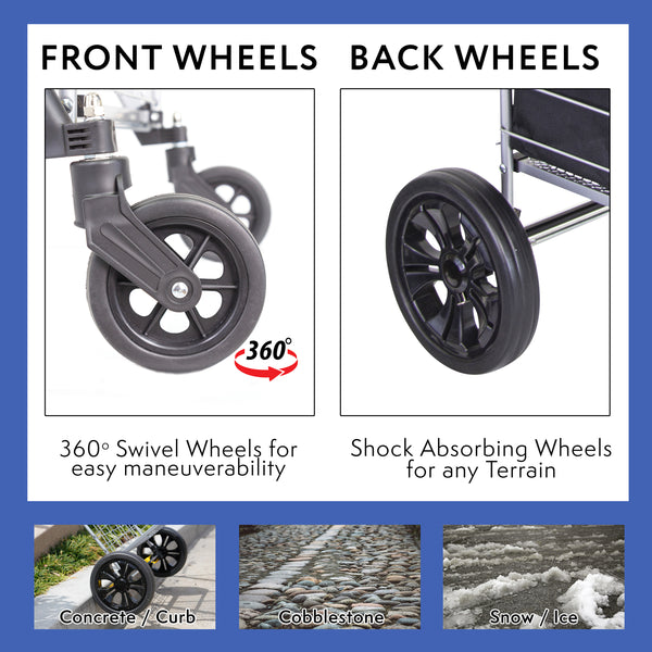 dbest products Cruiser Cart Deluxe 2 Germ Guard Bundle Shopping Handle Grocery Rolling Folding Laundry Basket on Wheels Foldable Utility Trolley Compact Lightweight Collapsible