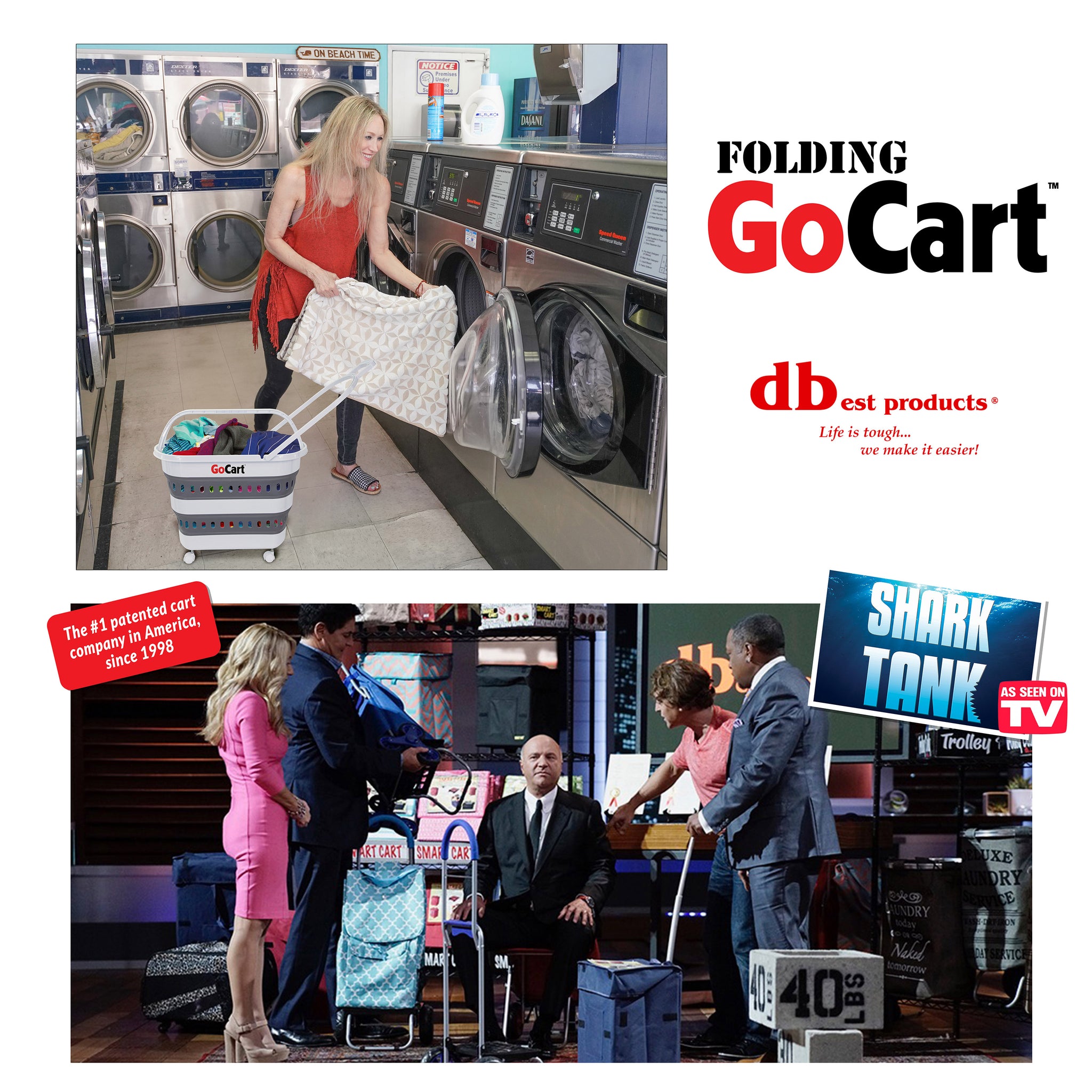 Folding GoCart Collapsible laundry basket on Wheels Grocery Cart Shopp ...