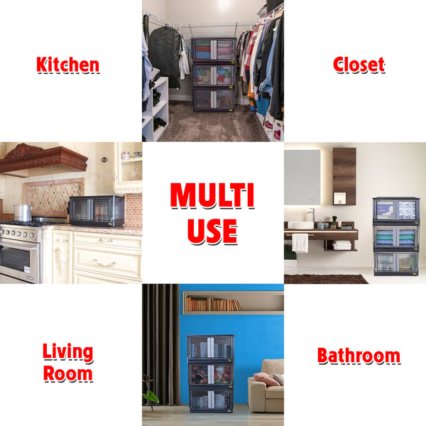 dbest products Quik Box - 19 Gallon Stackable Storage Bins with Doors ...