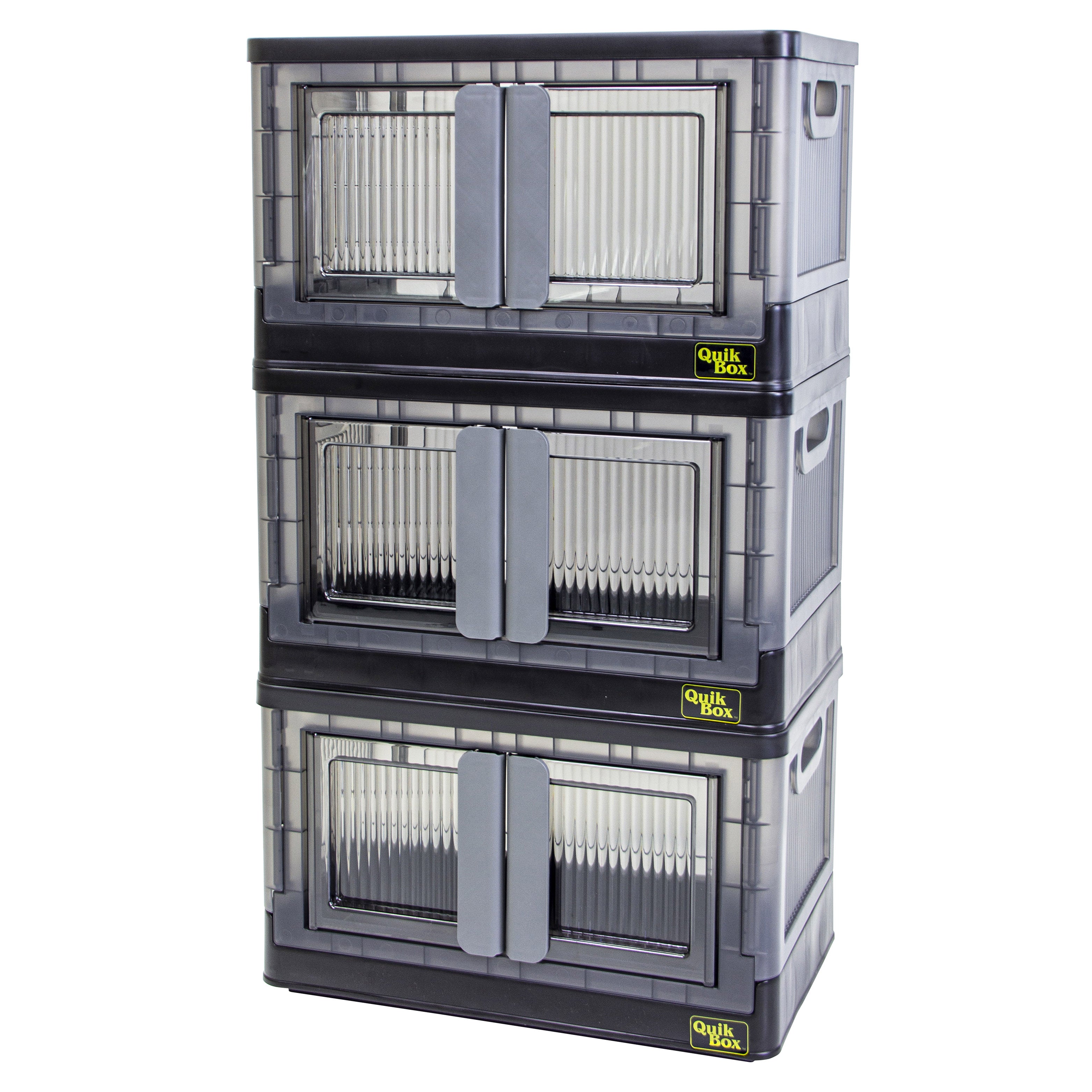 dbest products Quik Box - 8.5 Gallon 3 Pack Stackable Storage Bins wit ...