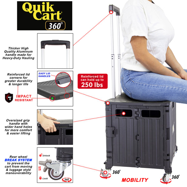 Dbest System dbest products Quik Cart 360 Four Wheeled Rolling Crate Teacher Utilit ...