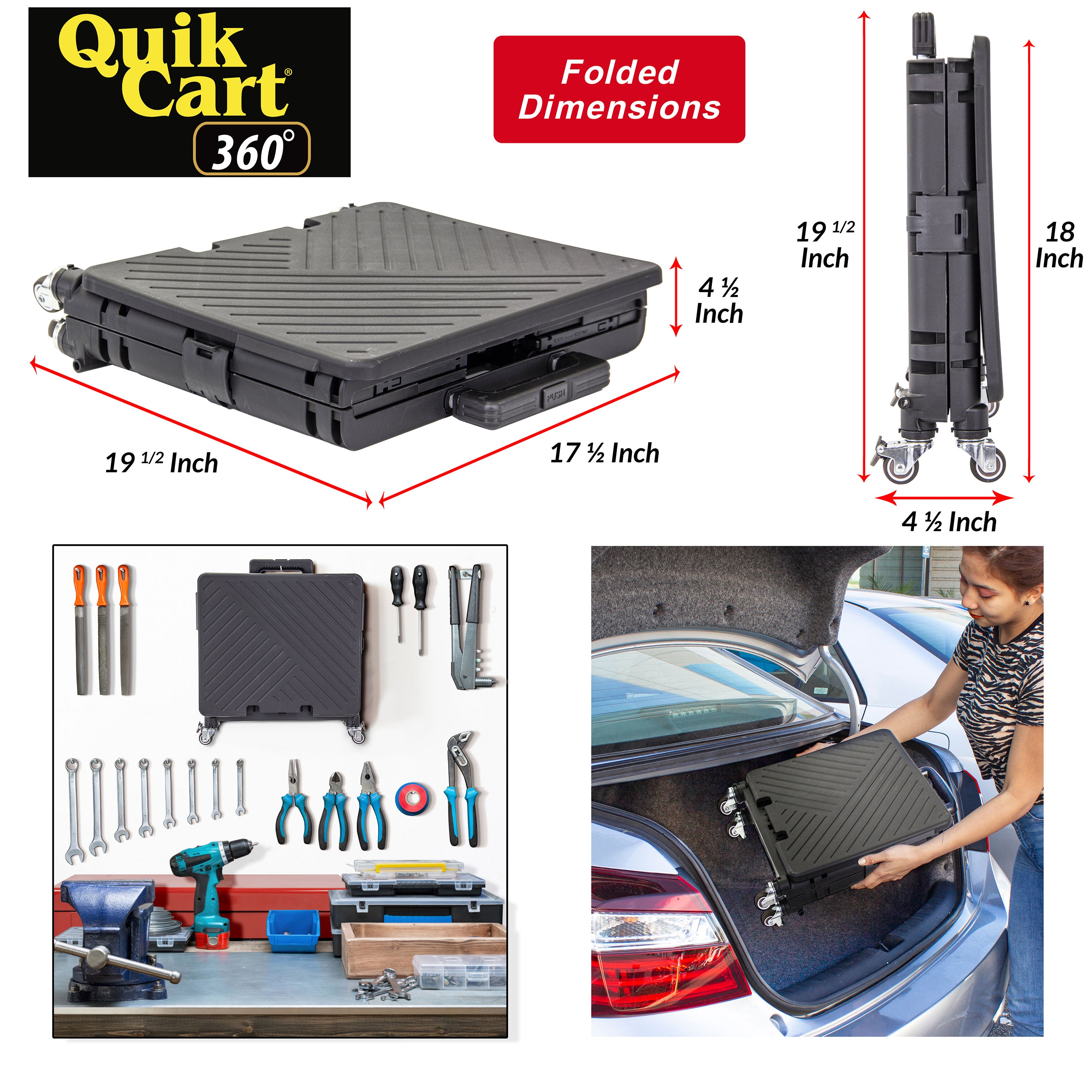 Dbest System dbest products Quik Cart 360 Four Wheeled Rolling Crate Teacher Utilit ...