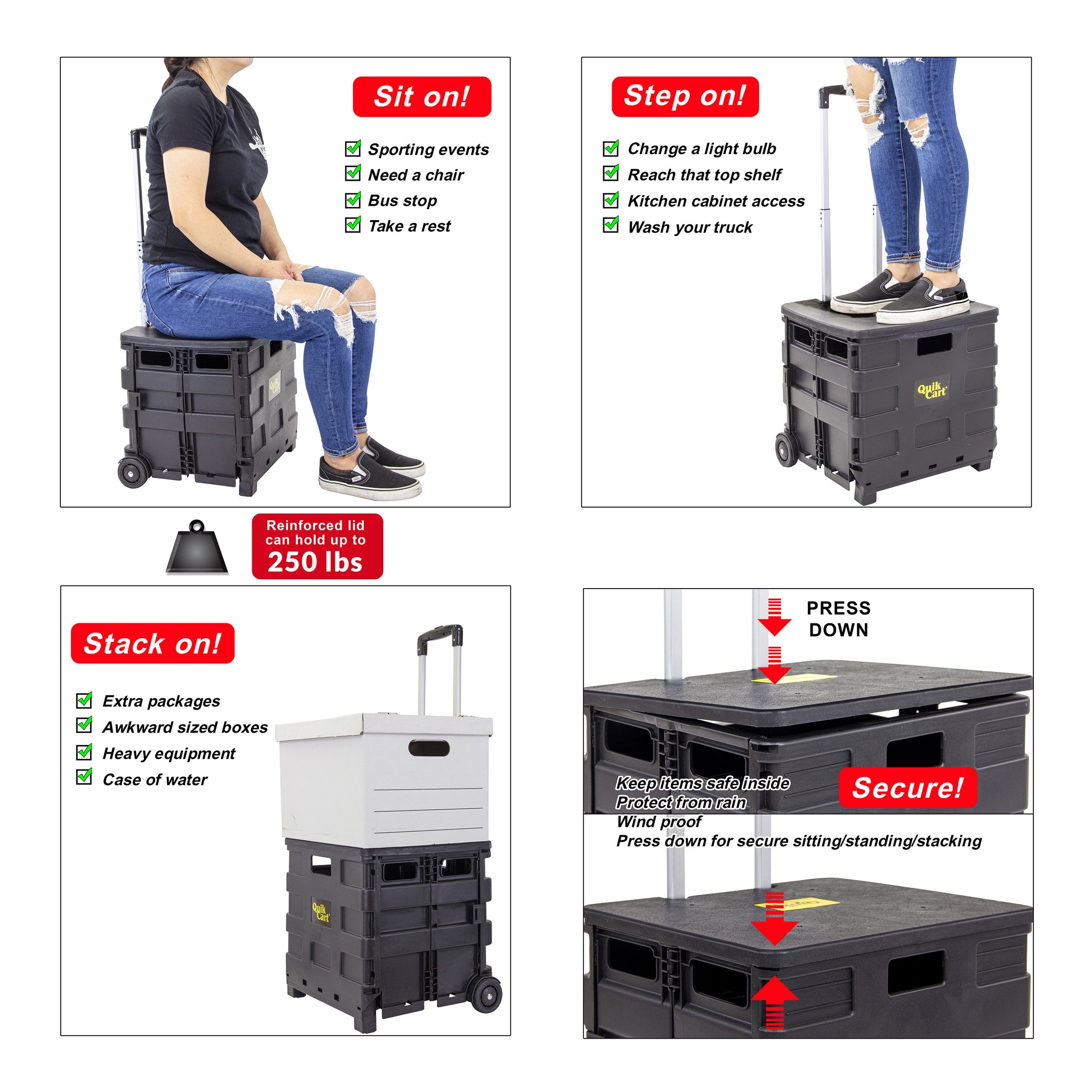 Dbest System dbest products Quik Cart Sport Collapsible Rolling Crate on Wheels for ...