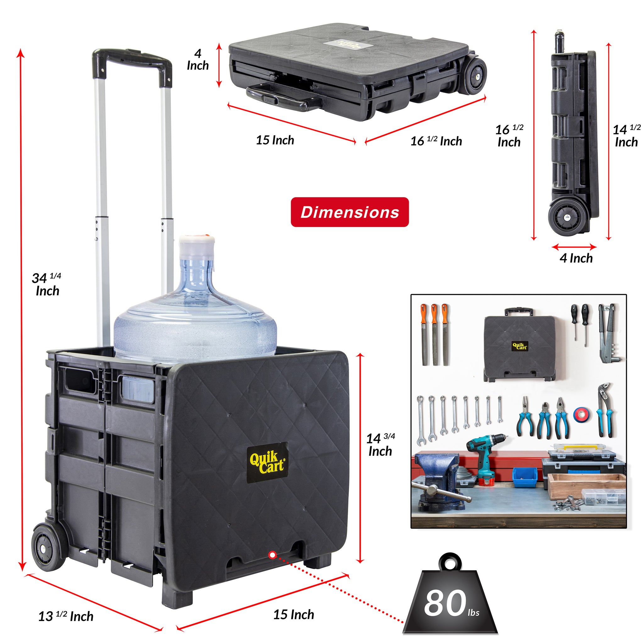 dbest products Quik Cart Sport Collapsible Rolling Crate on Wheels for