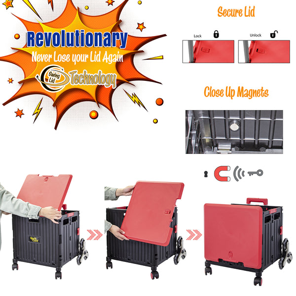 dbest products Quik Cart Stair Climber Swing Lid, Red