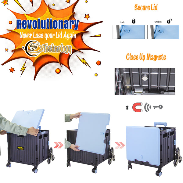 dbest products Quik Cart Stair Climber Swing Lid, Sky Blue