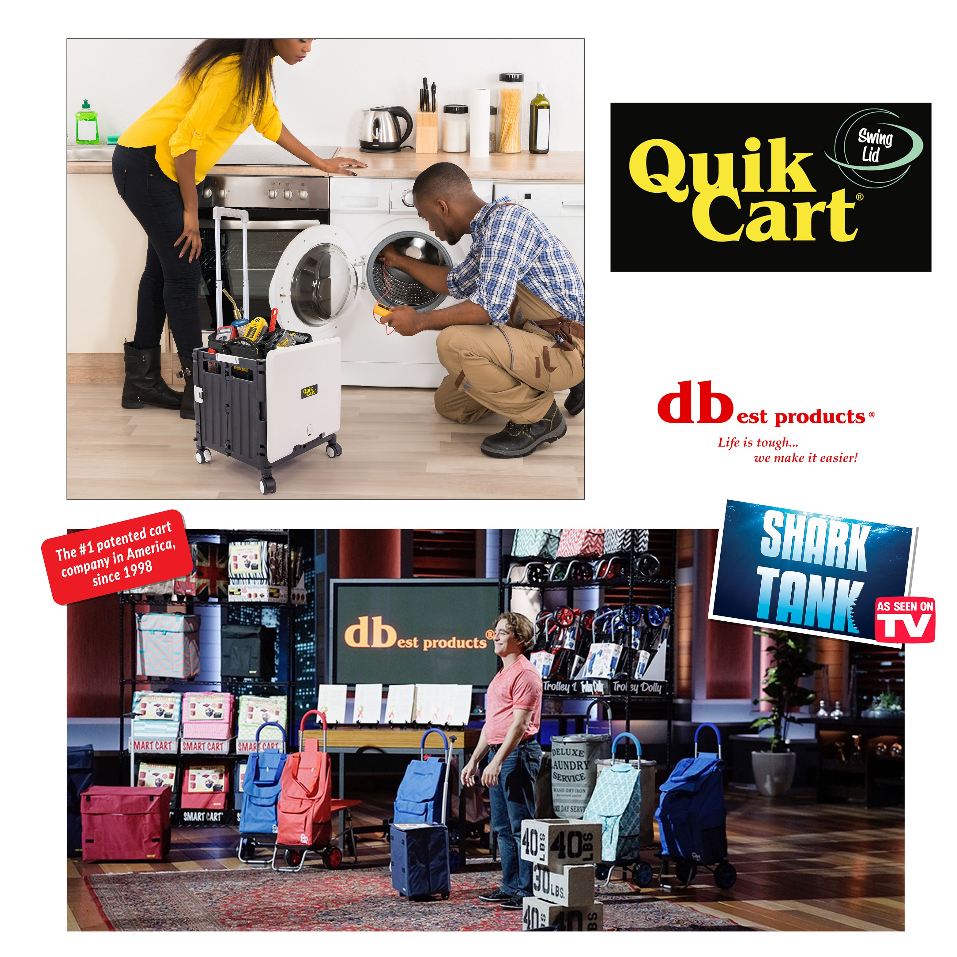 dbest products Quik Cart Swing Lid Four Swivel Wheeled Rolling Crate T