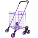 dbest products Stair Climber Cruiser Cart Shopping Grocery Rolling Folding Laundry Basket on Wheels Foldable Utility Trolley Compact Lightweight Collapsible, Purple