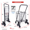 dbest products Stair Climber Cruiser Cart Shopping Grocery Rolling Folding Laundry Basket on Wheels Foldable Utility Trolley Compact Lightweight Collapsible, Black
