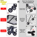 dbest products Stair Climber Cruiser Cart Shopping Grocery Rolling Folding Laundry Basket on Wheels Foldable Utility Trolley Compact Lightweight Collapsible, Black