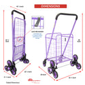 dbest products Stair Climber Cruiser Cart Shopping Grocery Rolling Folding Laundry Basket on Wheels Foldable Utility Trolley Compact Lightweight Collapsible, Purple