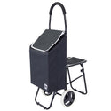 dbest products Trolley Dolly with Seat Sport, Black Shopping Grocery Foldable Cart Tailgate