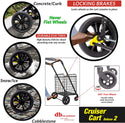 Grocery cart wheels and brakes.