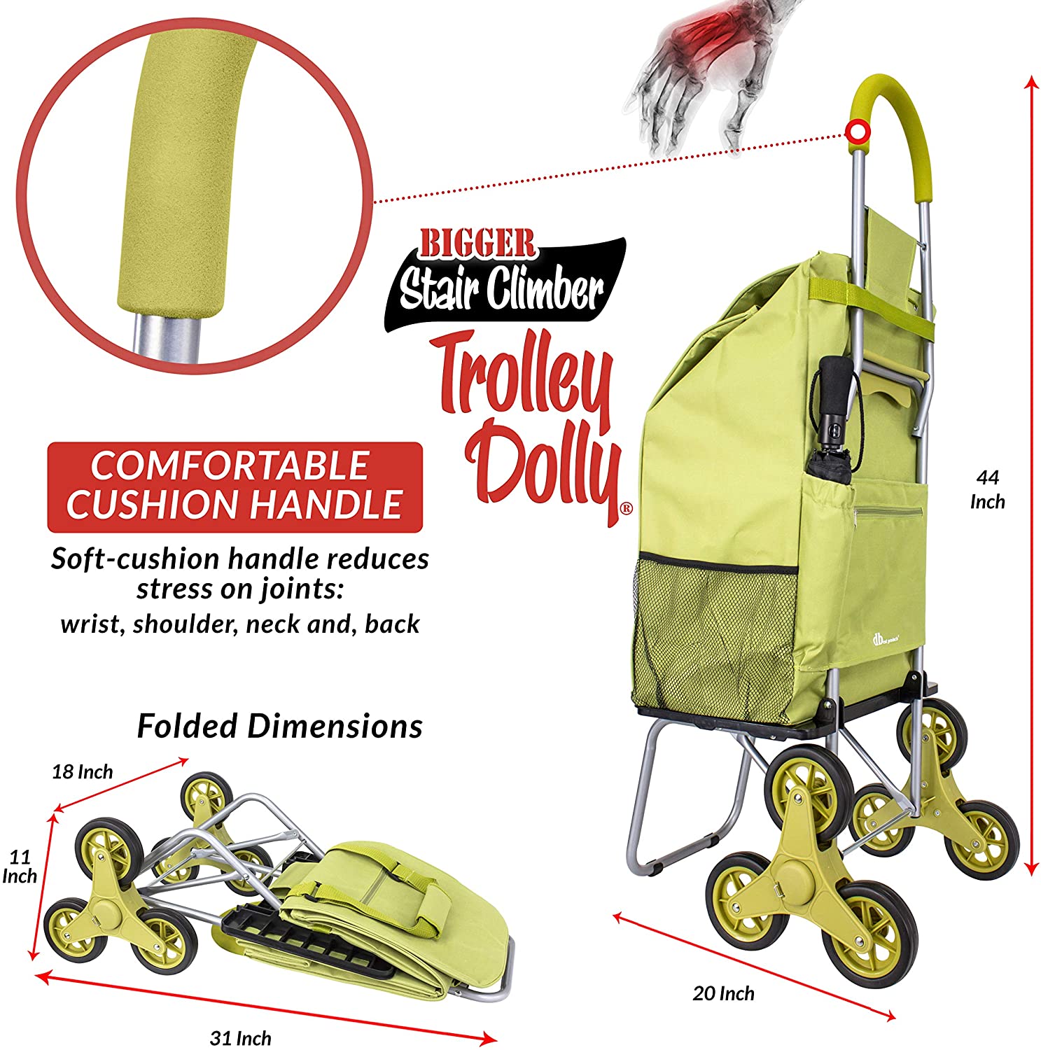 Dbest Products Chariot De Courses Pliable Aluminium Marron - Sac Amovible 50kg - Idéal Ville Et Travail