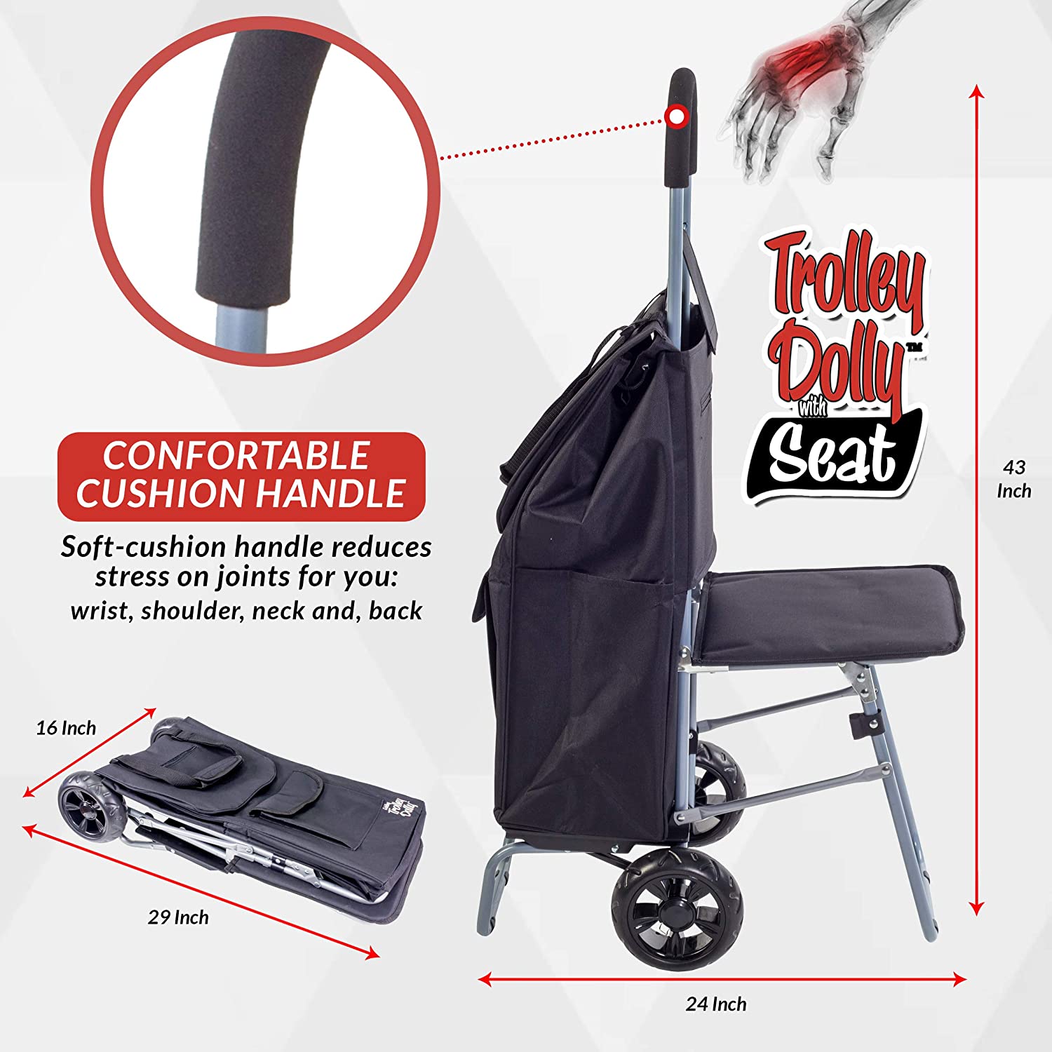 Trolley Dolly with Seat Black dbest products