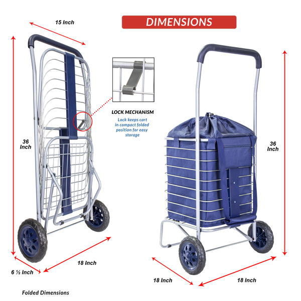 dbest products Folding Gocart Collapsible Laundry Basket On Wheels Grocery  Cart Shopping Foldable Pop Up Plastic Hamper Tote