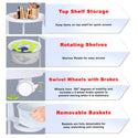 Octopus 360 3 Tier Rolling Cart Kitchen Organization Plastic Rotating Fruit Basket  Teacher Classroom Supplies Organizer Makeup  Storage Hair Salon Trolley Swivel Lockable Wheels Bar