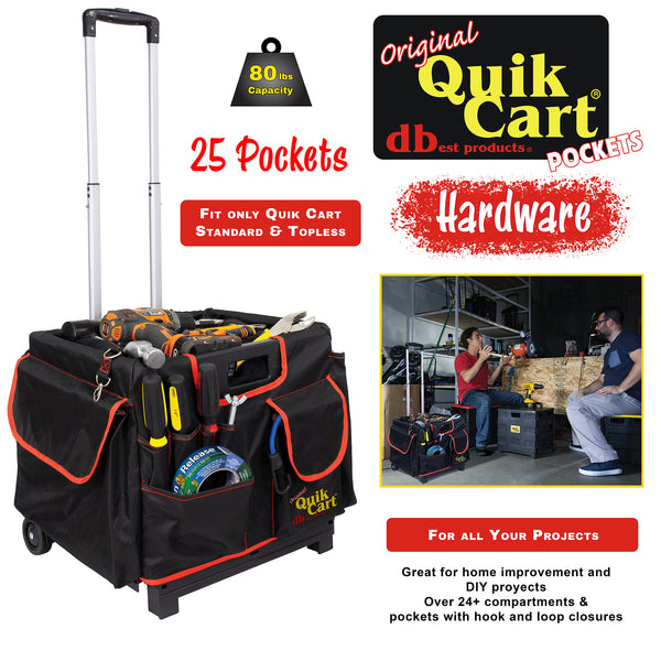 Cart with pockets, hardware.