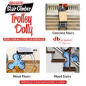 Trolley dolly climbing stairs.