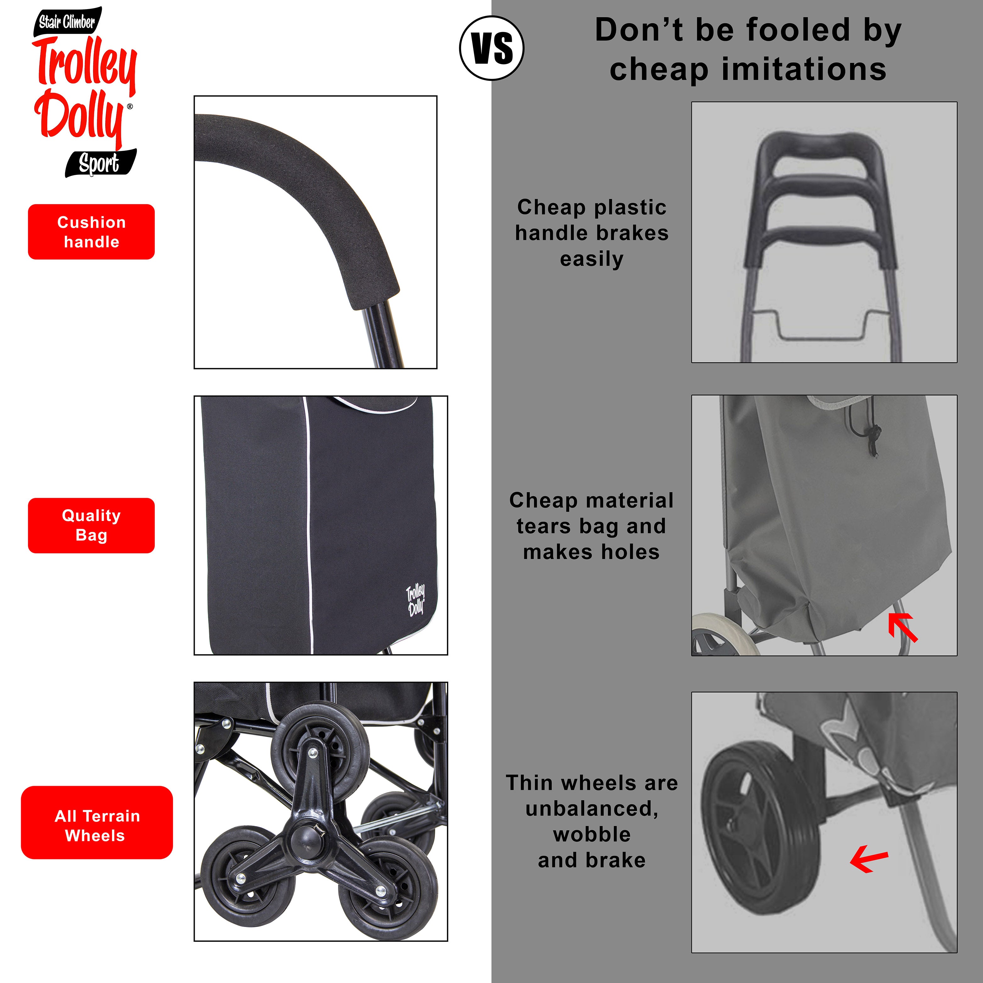 dbest products Stair Climber Trolley Dolly Sport Grocery Cart 3 Wheels ...