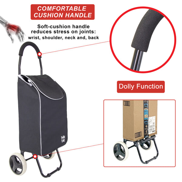 Dbest Products Trolley Dolly Sport Foldable Shopping Cart for Groceries with Wheels and Removable Bag and Rolling Personal Handtruck Carrito de