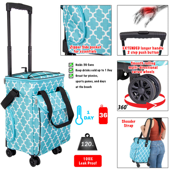 Dbest Products Ultra Compact Cooler Smart Cart Lunch Bag Insulated Tote Women Men Camping Accessories Beach Loncheras Para Mujer Hombres, Moroccan